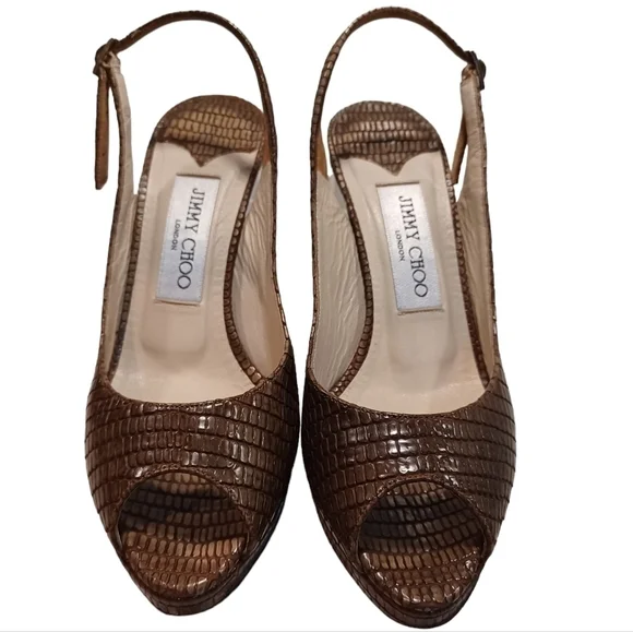 Jimmy Choo Elazer slingback peep toe sandals heels shoes - Picture 6 of 10